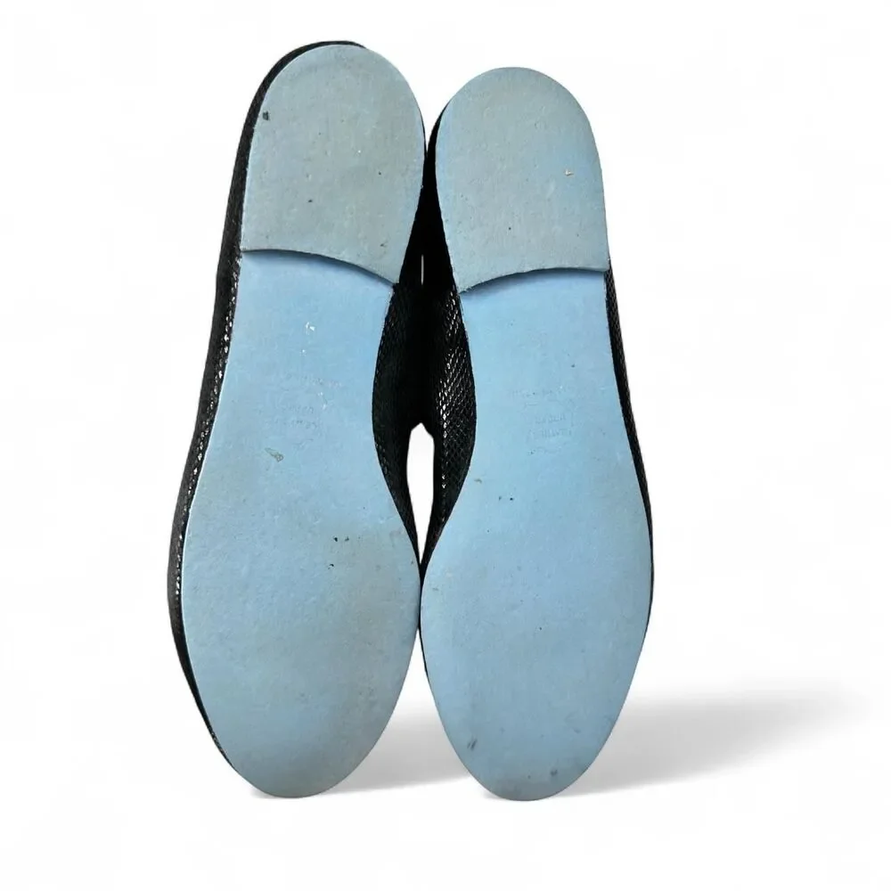 French Sole x Nicky Hilton, Charlott Black Viper Ballet Flats Size 8